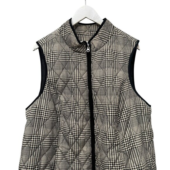 Croft & Barrow Quilted Vest Plus Size 1X Black Cream Check Womens Zip Jacket - Picture 5 of 9